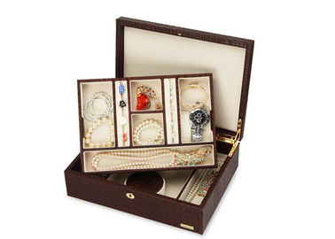 Portable Leather lockable Jewellery Storage Box case Black Color watch and ring box